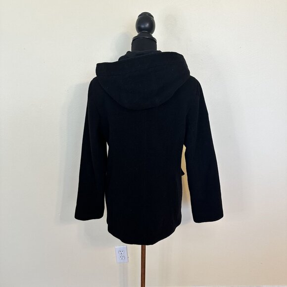 Fleet Street Womens Hooded Black Zip Up Coat Wool Blend Medium Jacket - Picture 2 of 16